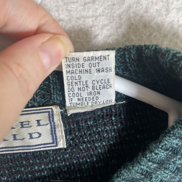 Vintage Michael Gerald Sweater Mens Large Green Crewneck Pullover Knit Geometric - Picture 16 of 16